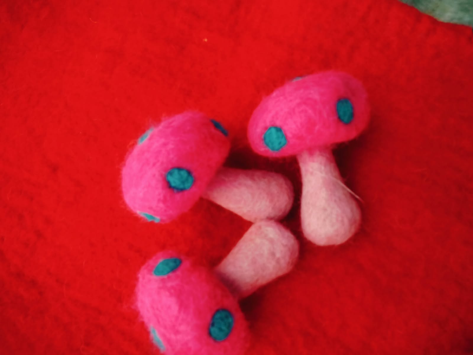 🍄💗 Pink Blossom Woolen Mushroom