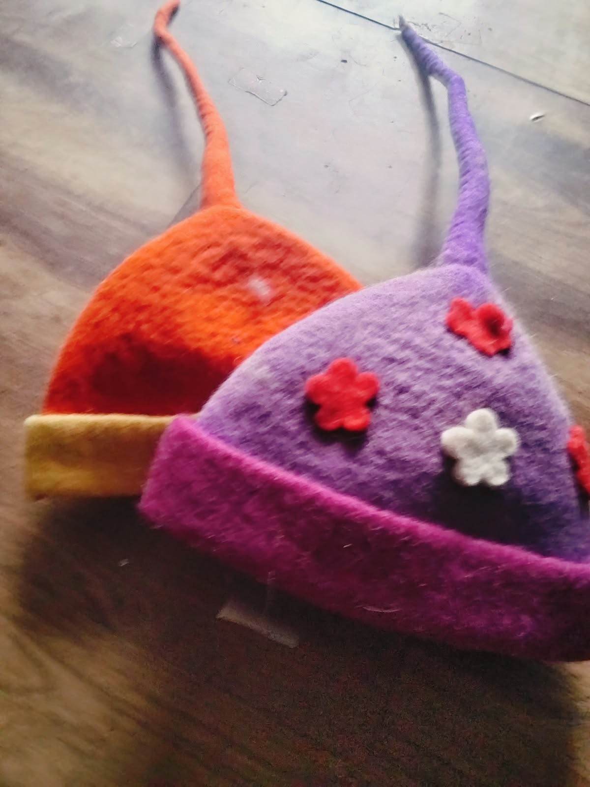 Crimson Charm Long-Tail Woolen Hat