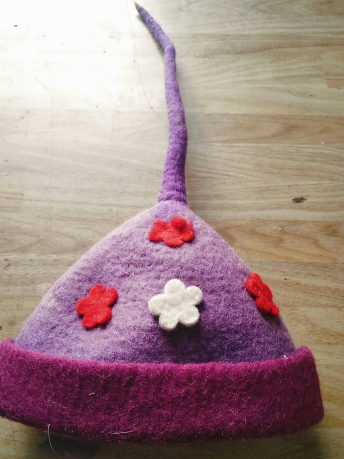 Crimson Charm Long-Tail Woolen Hat